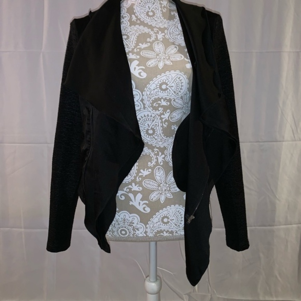 Umgee Asymmetrical Black Moto zip up cardigan S